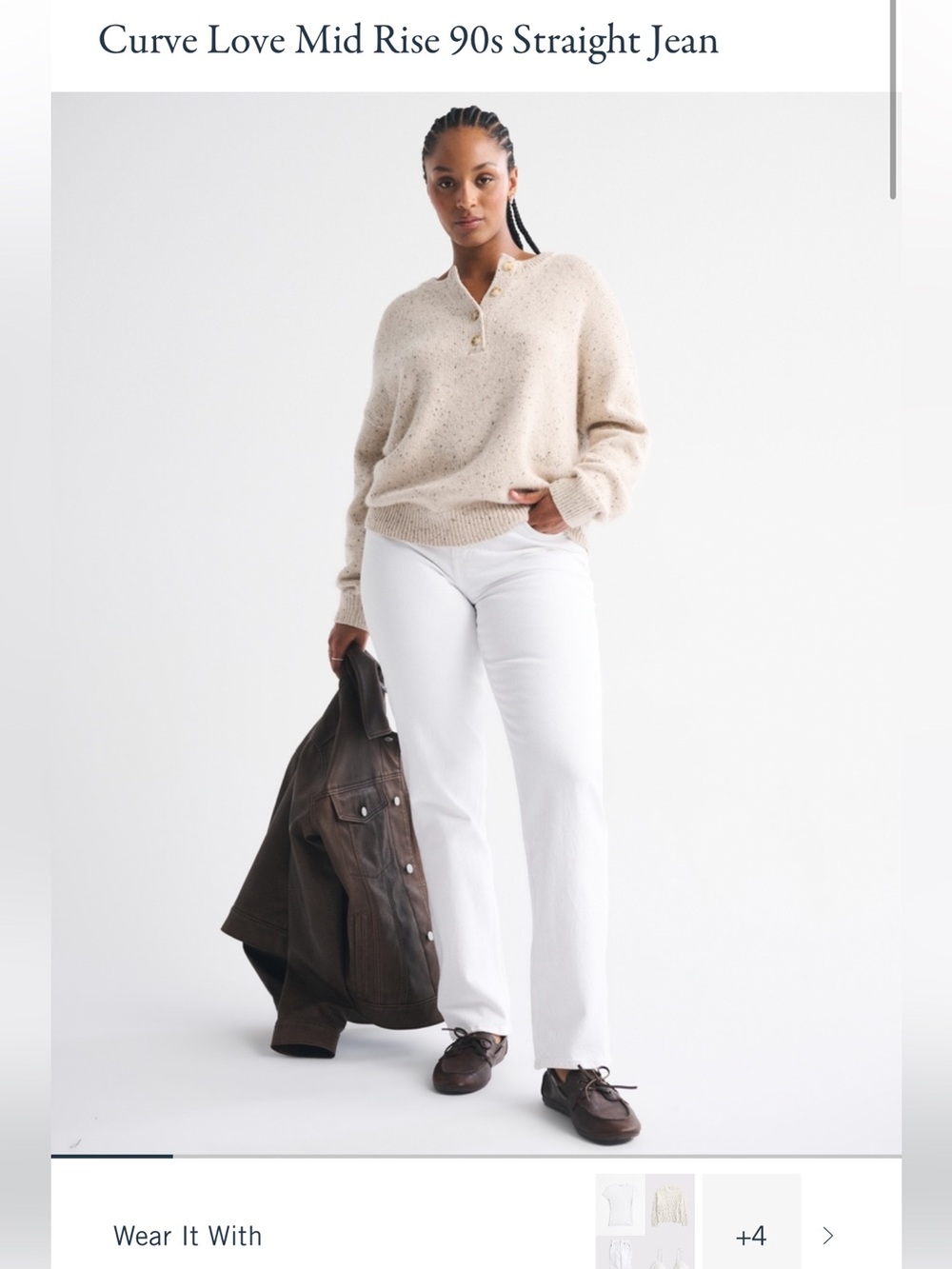 Abercrombie & Fitch White Curve Love Mid Rise 90s Straight Jeans